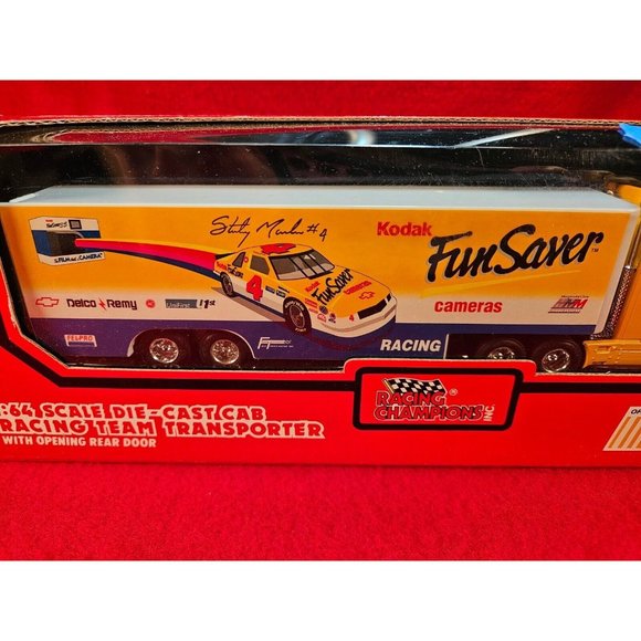 STERLING MARLIN NASCAR TRANSPORTER BUNDLE w/MATCHING STOCKCAR & PLAYER CARD - Picture 3 of 4